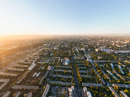 An arial view of a city with addresses that have been verified