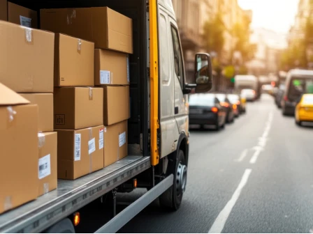 Van with packages comprising mailable, shippable, and deliverable addresses