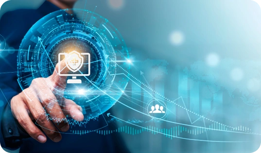 A finger touching a folder icon on a screen indicating medical files.